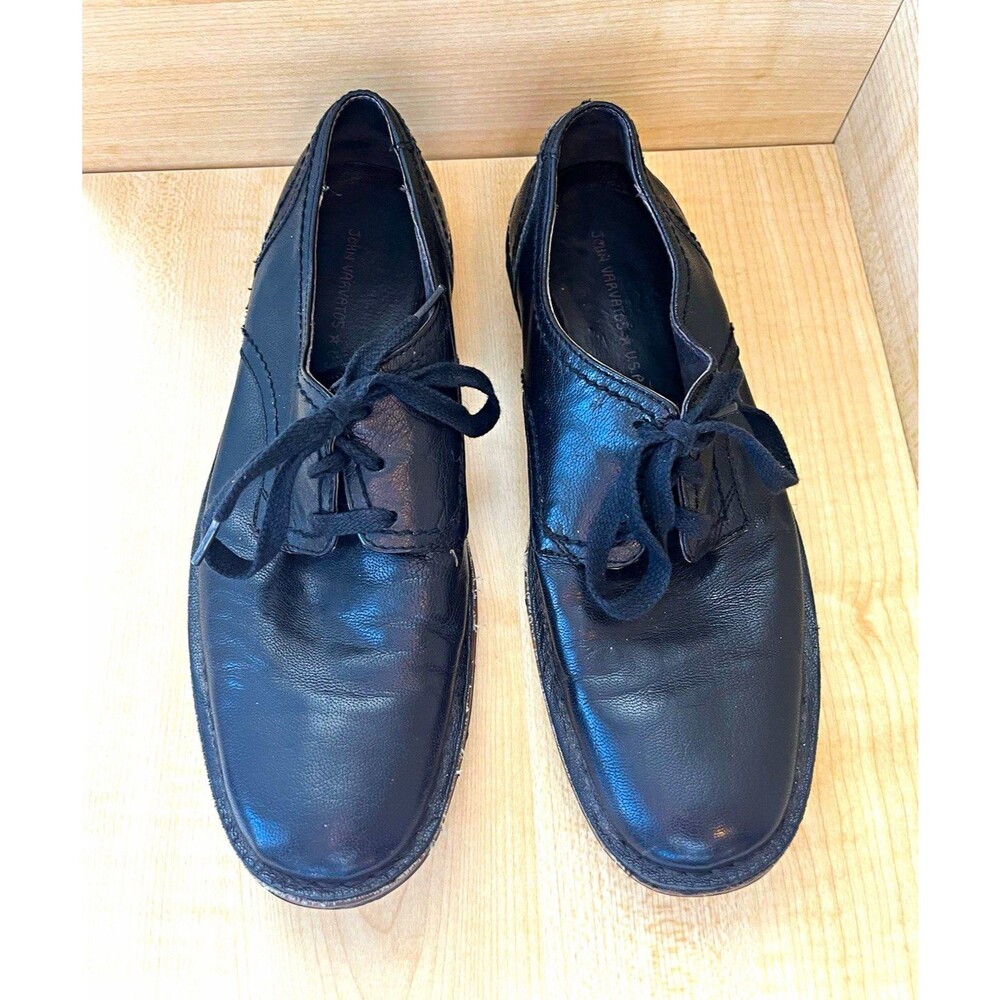 John Varvatos Men Black Leather Derby Oxford Dress Shoes Size 8 Casual Used